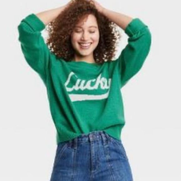 Grayson Thread Green LUCKY Womens Small Sweater Saint Patrick - Picture 2 of 3